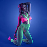 Glow Come Alive 3pc Suspender Stockings Set- 1size Hosiery